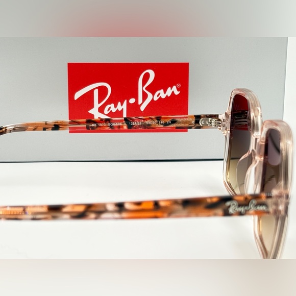 Ray-Ban Square II Women's Sunglasses Transparent Light Brown RB1973 1281/51 - Picture 15 of 15